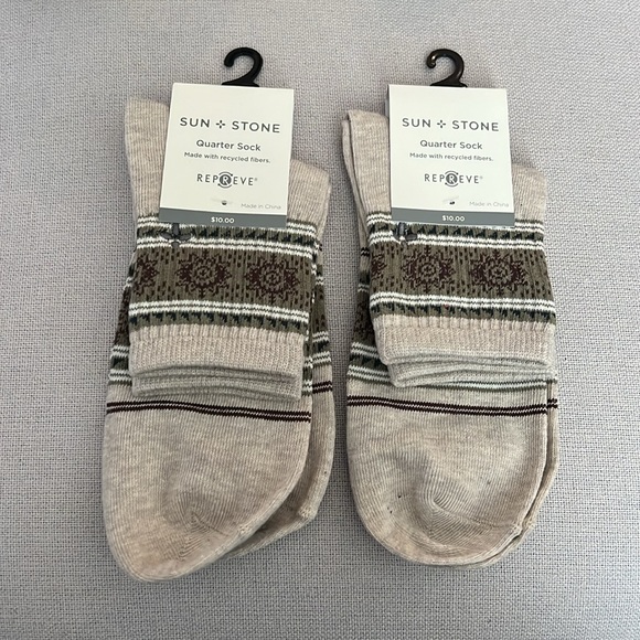 X2 Sun+Stone Quarter Socks fits Shoes Size 7-12 (Sock Size 10-13), Brown NWT - Picture 1 of 5